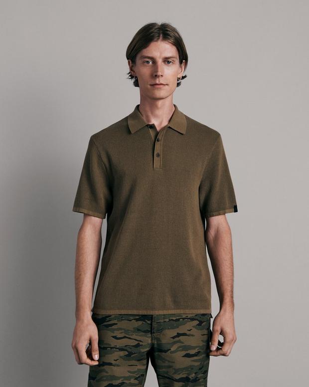 Buy the Harvey Cotton Knit Short Sleeve Polo | rag & bone