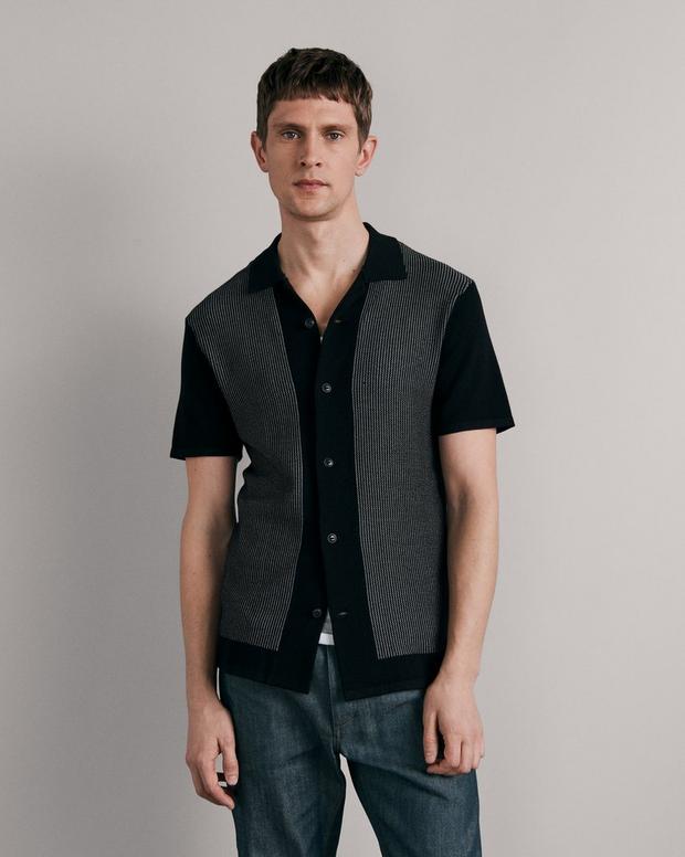 Buy the Harvey Cotton Knit Camp Shirt | rag & bone